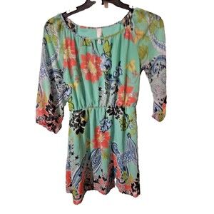 Hello MISS Green Floral Dress – Women’s Size Small – Boho Sundress Vibe